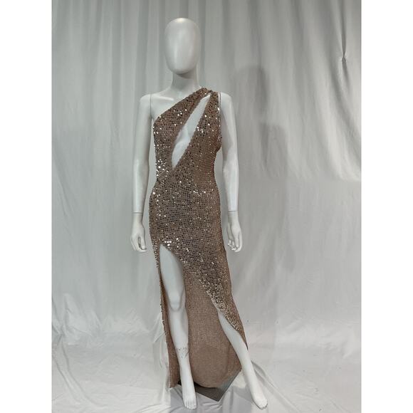 Retrofete 'Candice' Pink One Shoulder Sequin Embellished Dress Size M - Picture 2 of 5